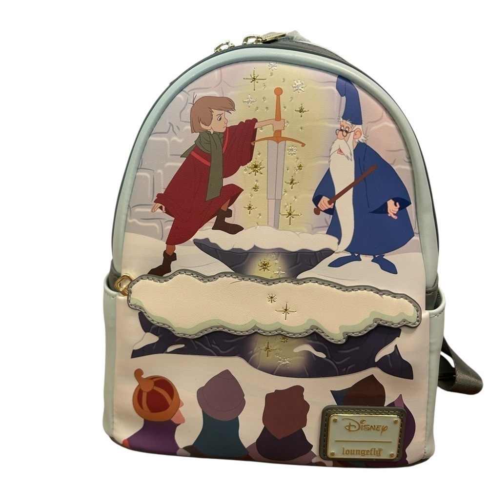 Loungefly Disney Sword in the Stone Mini Backpack King Arthur Archimedes NWT - Picture 2 of 15